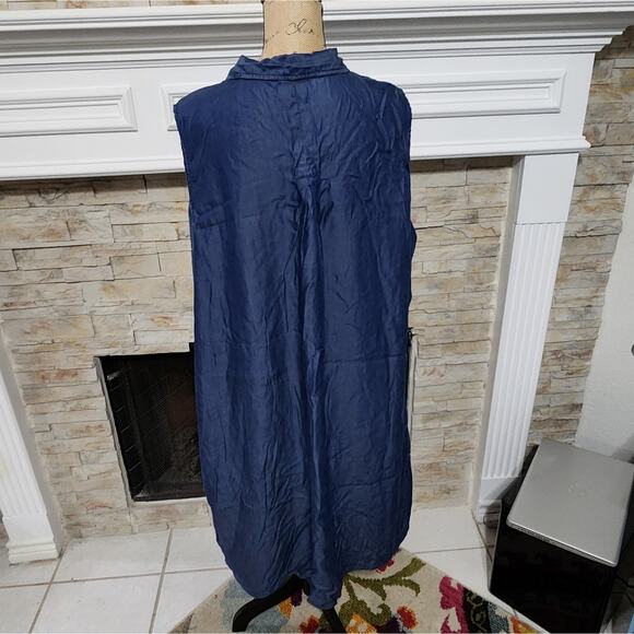 Avenue‎ blue sleeveless pocket button down dress plus size 26 28 4X - Picture 2 of 6